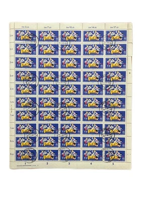 SA39g Germany DDR 1961 Pioneer Event in Erfurt Stempel Falsch, used full sheet. - Image 1 of 2