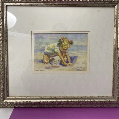 Lucelle Raad "Beach Blonde" ASSINADO Arte emoldurada Praia. - Imagem 1 de 4