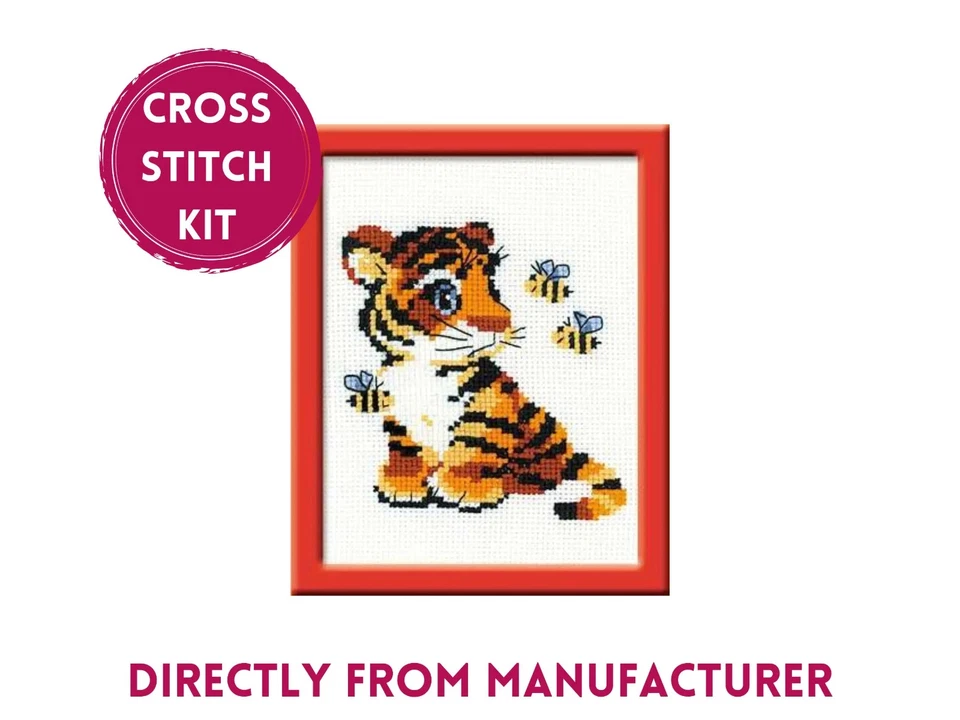 RIOLIS Counted Cross Stitch Kit HB092 Stripies- Little Tiger kit for Beginners - Image 1 of 4