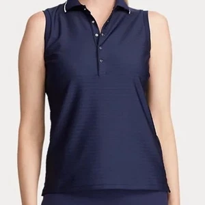 Ralph Lauren XLarge Sleeveless Navy RLX Golf Tennis Polo Shirt Ribbed Soft - Picture 1 of 6