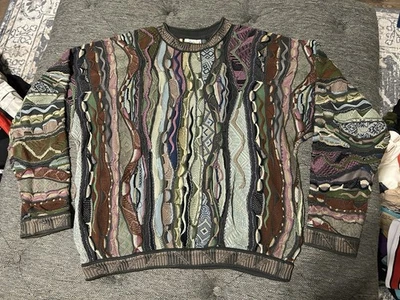 Coogi Sweater Mens XL Light Multicolor 3D Knit Cotton Vintage 90s Australia - Image 1 of 4