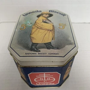Vintage Bristol Ware Nabisco Uneeda Biscuit Tin Box Child Raincoat 5.25" x 4.25" - Picture 1 of 17