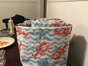 Lobster Beach Bag Insulated Cooler Tote Cross Body Strap Blue, White, Orange - Picture 1 of 3