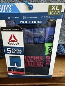 Boys Performance Boxer Briefs Reebok Size X-Large (16/18) 5 Pack - Picture 1 of 5