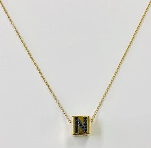 HSN Rarities 14K Gold Over Sterling Multi Gems Initial "N" Cube Chain Necklace - Picture 1 of 7