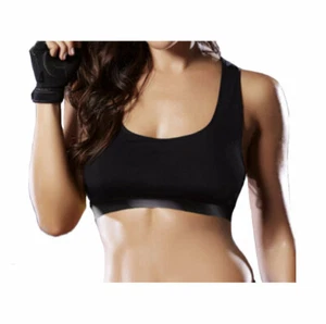 Sports Bra Knockout Black Large Microfiber Comfort Crop Top Back Athleic Style - Picture 1 of 5