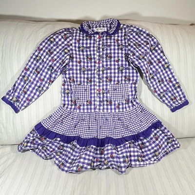 Vintage Gymboree Purple Gingham & Floral Dress Size XXL Rainbow Tag 90s I1 - Image 1 of 4