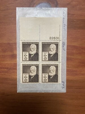 US Stamp #893 Alexander Graham Bell 10c - Plate Block of 4 - MNH - CV $40.00 - Image 1 of 2