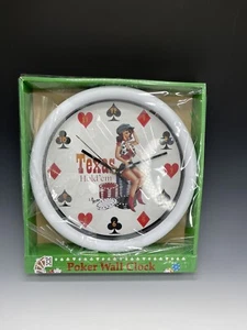 Orologio da parete Texas Hold'em in plastica 10,5" gioco poker - Foto 1 di 6