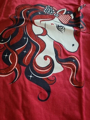 The Childrens Place TCP Girls Graphic T Shirt Unicorn XL 14 Bling Glitter NWT - Image 1 of 4