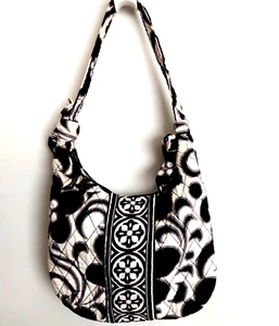 Vera Bradley Night & Day Small Quilted Purse White Black 9" x 8" Logo - Picture 1 of 6