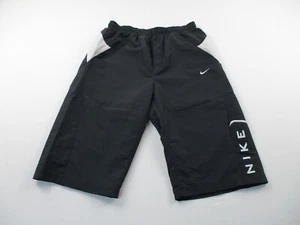 Nike Shorts Boys XL Black Swoosh Athletic Baggy Long Gym Drifit Y2K Youth - Picture 1 of 7