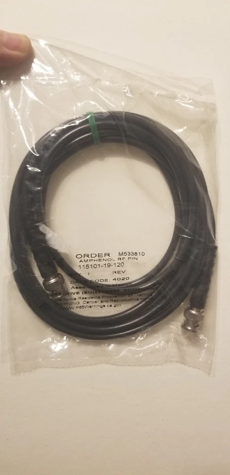 Amphenol 115101-19-120RF Cable Assemblies BNC St Plug-BNC St Plug RG-58 120 in.  - Image 1 of 1