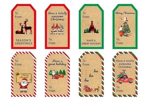16 Vintage Kraft Style TO/FROM Christmas Gift Labels/Tags Peel 'N' Stick, B1 - Picture 1 of 2