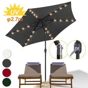 Ø2.7m Sonnenschirm Schirm UV40+ Gartenschirm LED Solar Terrasse Garten UV-Schutz - Bild 1 von 15