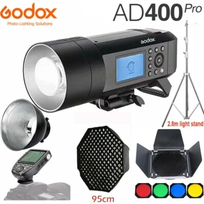 Godox AD400Pro 400Ws 2.4G TTL Studio Flash+ 95CM Softbox+2.8M Light Stand+XPRO-N - Image 1 of 4