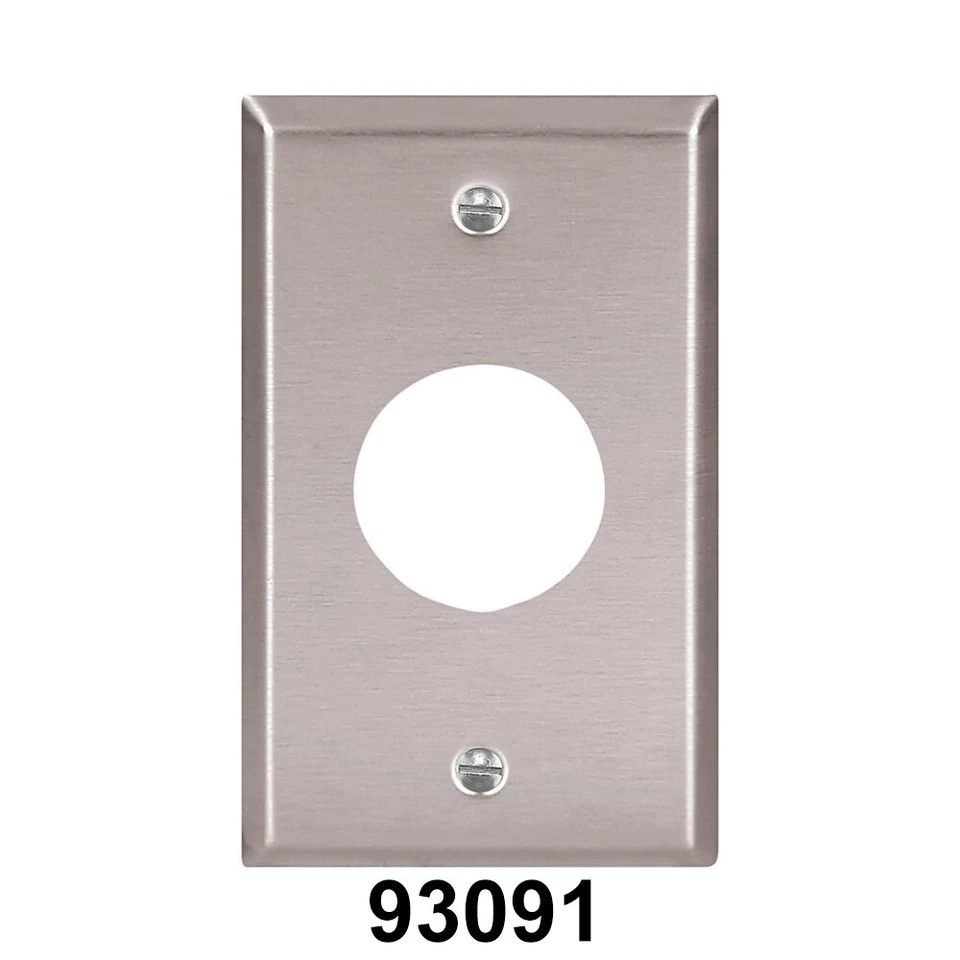 1pcs-COOPER Wiring 93091 Single Receptacle Stainless Steel Wallplates 1-Gang - Image 1 of 3