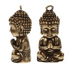  2 Pcs Pure Copper Buddha Brass Chinese Bracelet Antique Figurine Charm