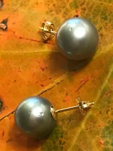 Perlen höchster Güte / Edle echte Tahitiperlen Ohrstecker 11mm 14K/585 PERFEKT ! - Bild 1 von 21