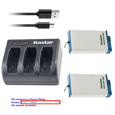 Kastar Battery Triple Charger for GoPro MAX 360 Waterproof Action Camera