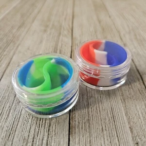 Pair of Dual Slot 1.25" Round Silicone Container in Plastic Hard Shell with Scre - Picture 1 of 12