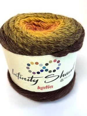 Katia INFINITY SHAWL Merino Wool Knitting Yarn #304 ORANGE YELLOW - Image 1 of 4