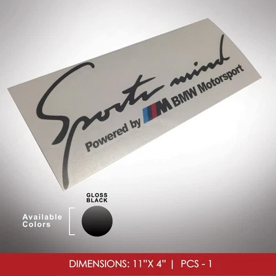 Calcomanía adhesiva negra BMW Sport Mind Powered by M Motorsports F20 F30E60 E70 E90 Foto 1 de 2