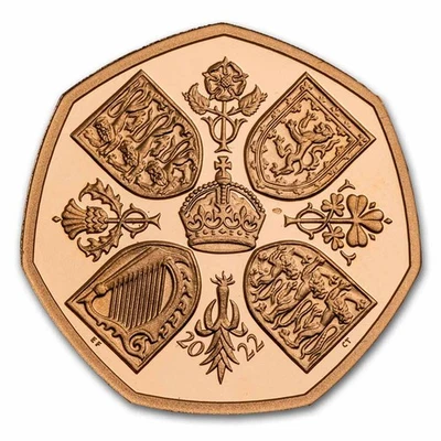 2022 Great Britain Gold 50p Her Majesty Queen Elizabeth Proof - Image 1 of 2