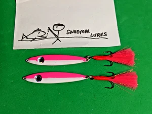 2 - 3/4 oz Minnow Fishing Casting Jigging Slab Lead Spoons Lures Pink  pm4 - Picture 1 of 6