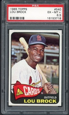 1965 TOPPS #540 LOU BROCK CARDINALS PSA 6.5 EX-MT+ 545296 (KYCARDS) - Image 1 of 2