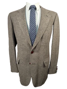 CRICKETEER Mens Brown HERRINGBONE TWEED WOOL Sport Coat Blazer Jacket 40R - Picture 1 of 11