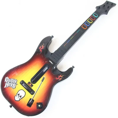 Xbox 360 Guitar Hero Gitarre Controller Gamepad Kabellos Wireless Schwarz Orange - Bild 1 von 2