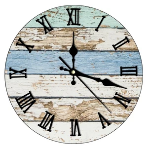 12 Inch Rustic Farmhouse Wooden Decorative Round Wall Clock for Bathroom Kitchen - Picture 1 of 9