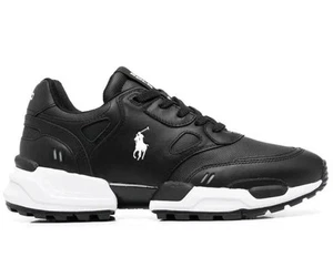 Polo Ralph Lauren Jogger Schwarz Weiß Leder Sneaker Herren Größen - Bild 1 von 7