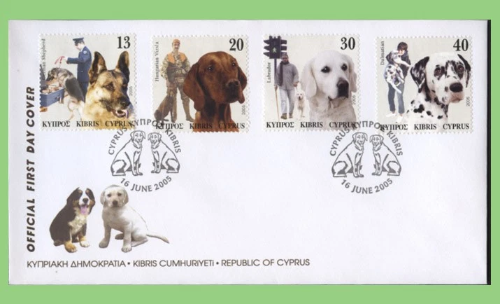 Cyprus 2005 Dogs set on First Day Cover - Image 1 of 1