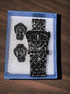 New Rhinestone Buckle Bracelet with Buckle Earrings set - Picture 1 of 2