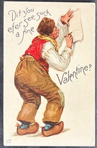 POSTAL DEL DÍA DE SAN VALENTÍN ~ HOMBRE HOLANDÉS ESCRIBE MENSAJE DE SAN VALENTÍN EN DIALECTO HOLANDÉS - Imagen 1 de 2