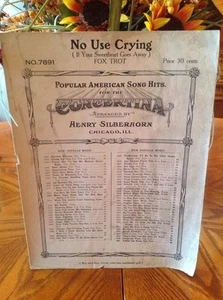 Henry Silberhorn " No Use Crying" Fox Trot Noten 1923 - Bild 1 von 4