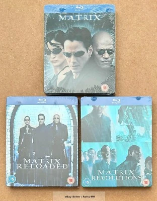 THE MATRIX - UK EXCLUSIVE BLU RAY STEELBOOK TRILOGY - NEW & SEALED - Image 1 of 4