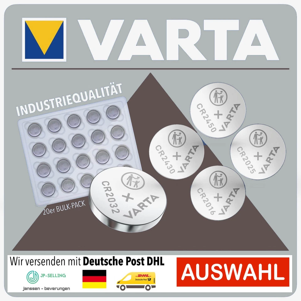 Knopfzelle Batterie Varta CR2450 CR2430 CR2032 CR2025 CR2016 CR1620 CR1616 1220 - Bild 1 von 1