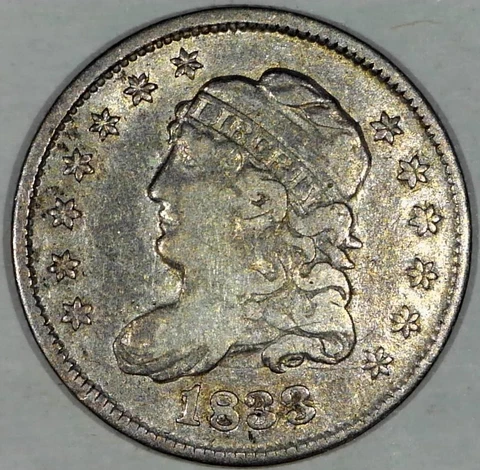 1833 CAPPED BUST HALF DIME, CHOICE VF, EX:REIMER LM 4.2 #X209 Cover