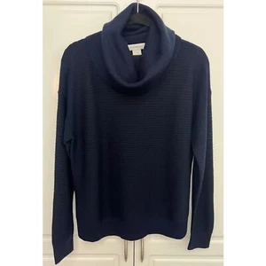 Club Monaco Links Funnel Neck Wool Sweater Navy Blue Size L - Picture 1 of 7
