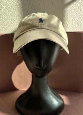 Gorra deportiva polo vintage Ralph Lauren caqui correa ajustable trasera logotipo azul Foto 1 de 4