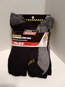 Dickies Mens Black Work Socks Dri-Tech Crew Pack of 6 Reinforced Heel & Toe - Picture 1 of 9