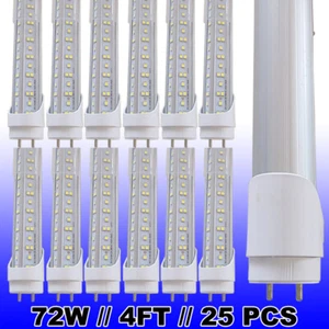 G13 Bi-Pin T8 Lamp Fixture 72W 48 inch 4ft LED Fluorescent Tube Light Bulb 25Pac - Picture 1 of 12