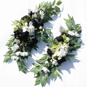 Wedding Arch Flowers, 2Pcs Eucalyptus Leaves Corner Peony Floral Swags, Artifici - Picture 1 of 12