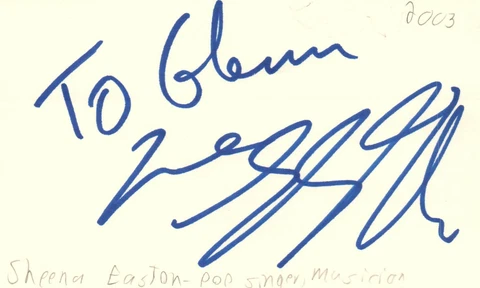 Sheena Easton Pop Singer Music Autographed Signed Index Card JSA COA Cover