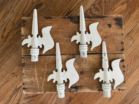 4 Victorian Cast Iron Fence Post Topper Gothic Medieval Blade Sword Spear Finial Cover