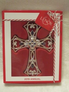 Lenox - 2019 - Silver Metal Annual Cross Gemmed Ornament - NIB - 5.25" Tall - Picture 1 of 4