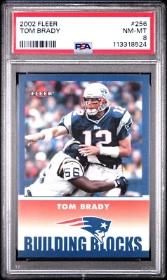 PSA 8 nm-mint 2002 FLEER #256 TOM BRADY HOF patriots MVP Legend - Image 1 of 2